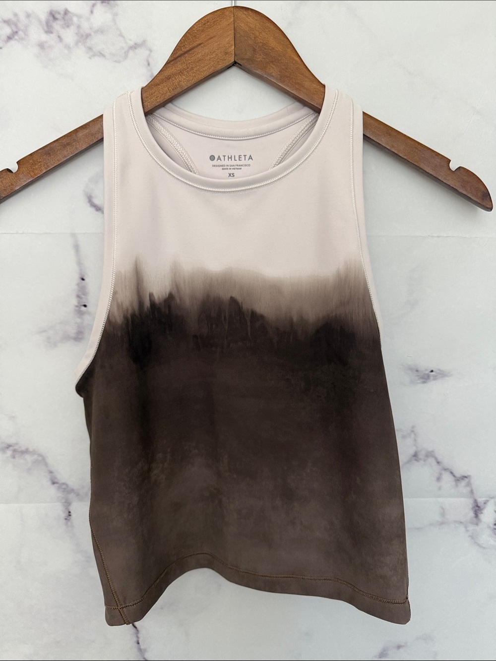 Athleta, beige and brown watercolor tank size XS